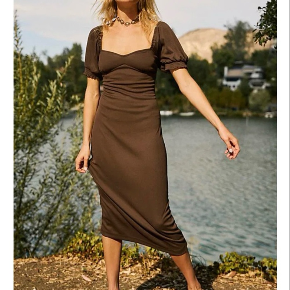 Elegant Brown Midi Dress